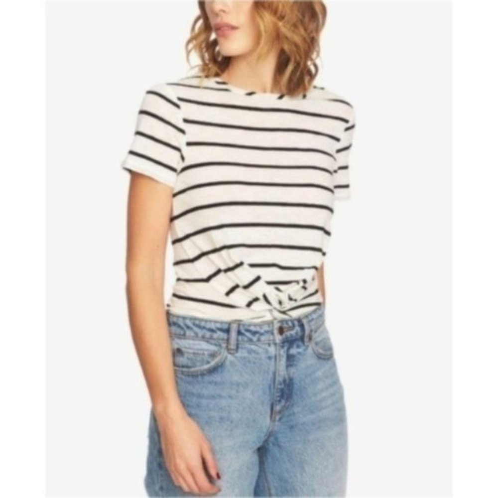 1.State Striped Twist-Front Top, White